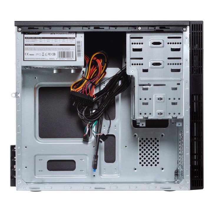 Caja Micro Atx Unykach Grey Rain Evo Color Negro Frontal Cepillado Con Regillas Laterales Usb 2.0 Y 3.0 Incluye Fuente De Ali