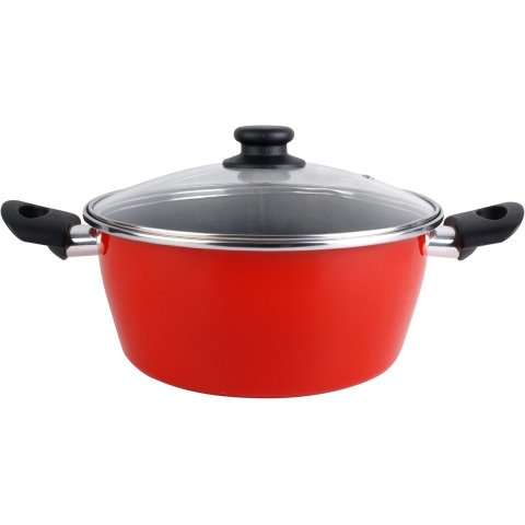 Cacerola Con Tapa Cristal Magefesa K2 Rojo 28 Acero Antiadherente Acero Inoxidable Todo Tipo Cocinas Lavavajillas