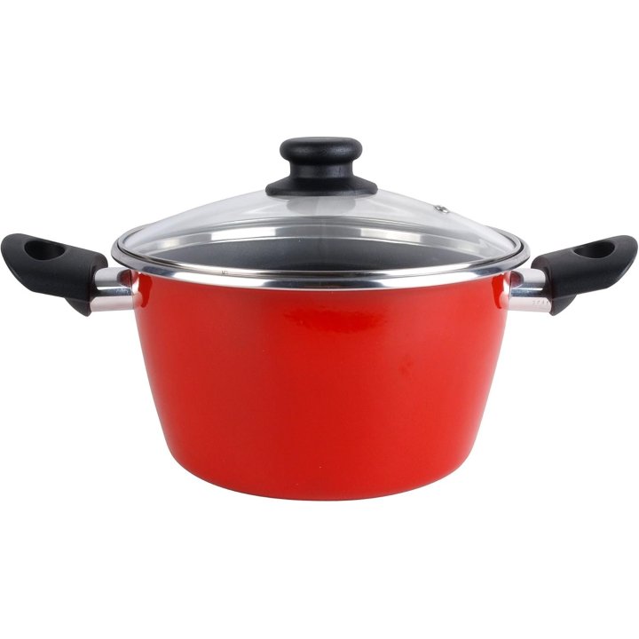 Olla Con Tapa Cristal Magefesa K2 Rojo 24 Acero Antiadherente Acero Inoxidable Todo Tipo Cocinas Lavavajillas