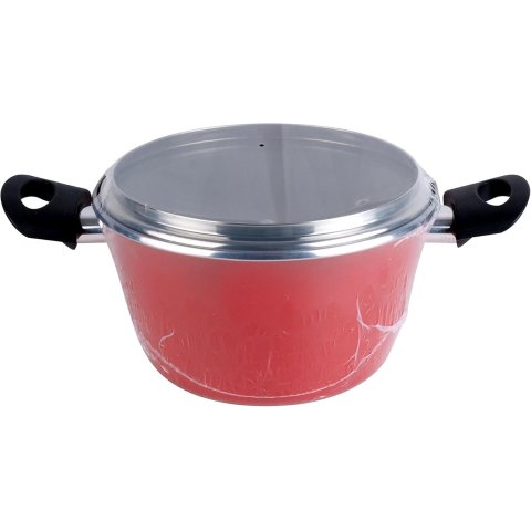 Olla Con Tapa Cristal Magefesa K2 Rojo 24 Acero...