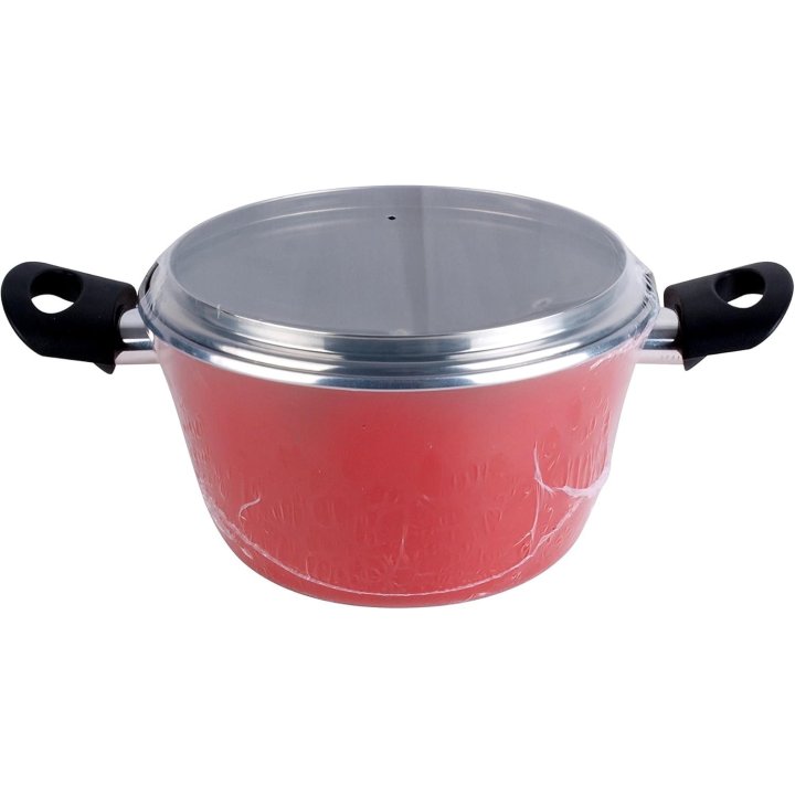 Olla Con Tapa Cristal Magefesa K2 Rojo 16 Acero...