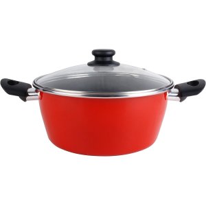 Cacerola Con Tapa Cristal Magefesa K2 Rojo 16 Acero...