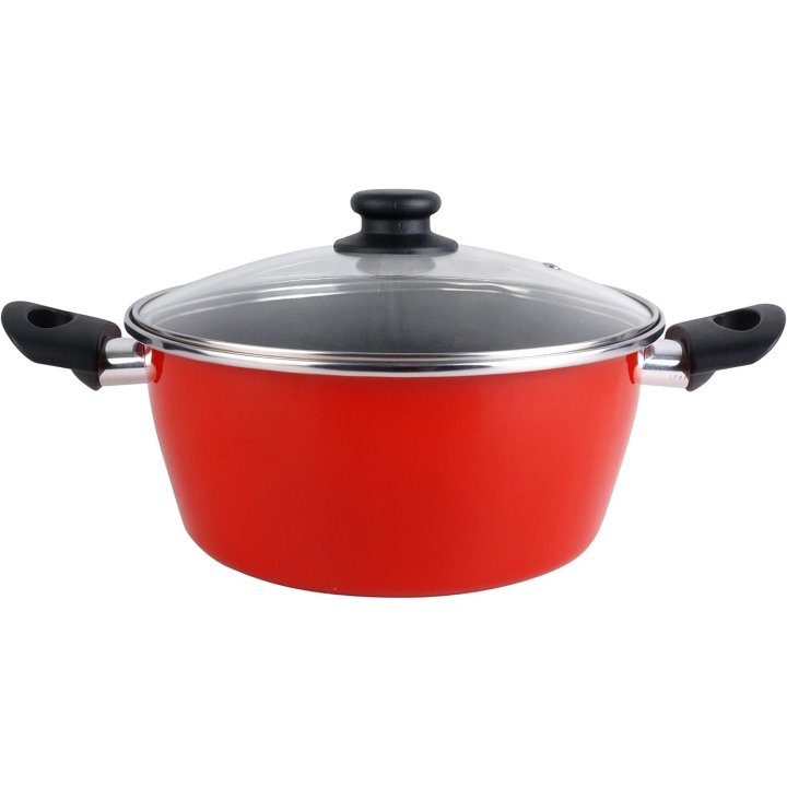 Cacerola Con Tapa Cristal Magefesa K2 Rojo 16 Acero Antiadherente Acero Inoxidable Todo Tipo Cocinas Lavavajillas