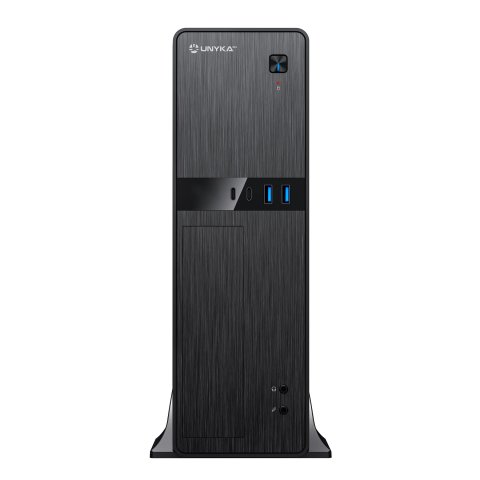 Caja Micro Atx Slim Unyka Uk2011 Type C Diseño Compacto Fuente Sfx 450w Formato Horizontal Vertical Color Negro