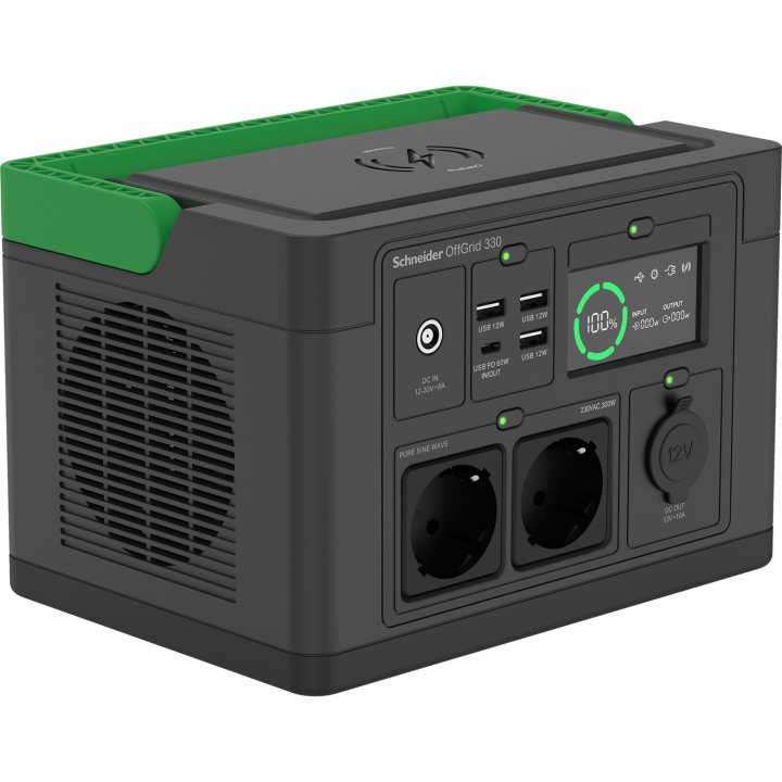 Estacion De Energia Portatil Apc Pps330-gr Offgrid 330 332wh 531w Entrada Cc 2xac Usb Carga Inalambrica Lcd