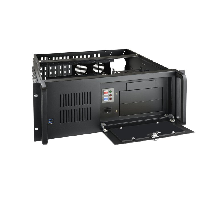 Caja Rack 19" 4u Tooq Rack-406n-usb3 Frontal Con Puerta Y Rejilla Con Llave Chasis De Acero 1.2mm Color Negro