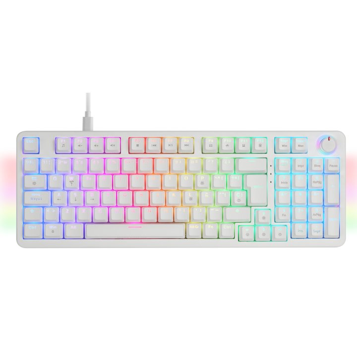 Teclado Mars Gaming Mkprobes Mecanico Rgb Snk Azul Negro  Rueda De Control Color Blanco