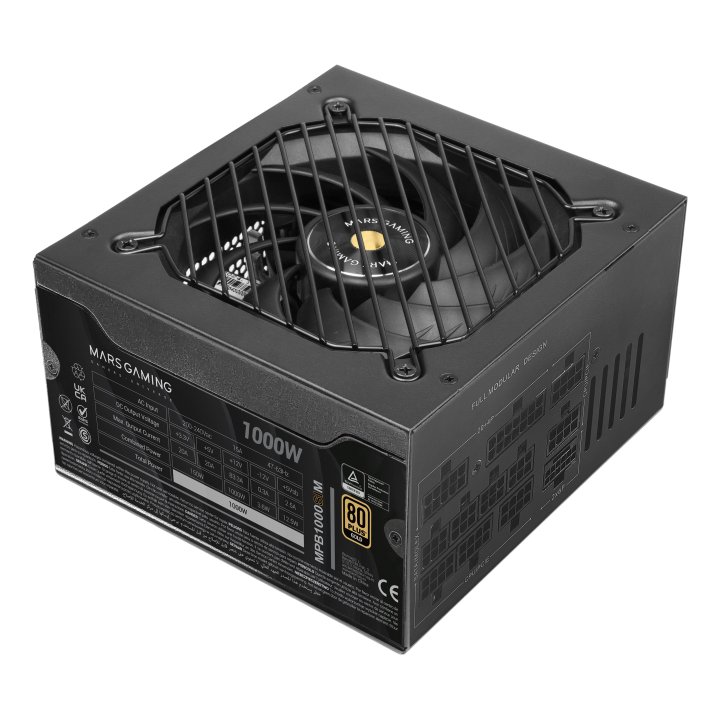 Fuente De Alimentacion Mars Gaming 1000w Modular Atx 3.1 80+ Gold 140mm Silent Negro 12v-2x6 Cable No Incluido
