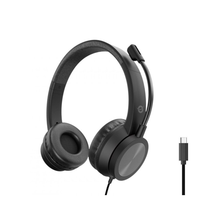 Headset Conceptronic Polona05bc Conexion Usb-c Microfono Flexible Control Volumen Reduccion De Ruido
