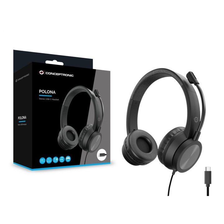 Headset Conceptronic Polona05bc Conexion Usb-c...
