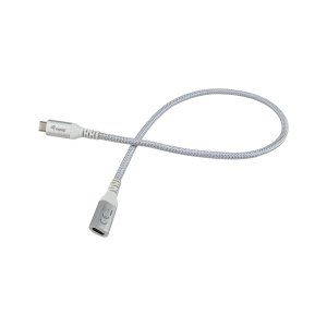 Cable Alargo Usb-c Macho Usb-c Hembra Usb 3.2 Gen 2 0,5m Transferencia 10g 4k  Carcasa Aluminio  Algodon Trenzado Blanco
