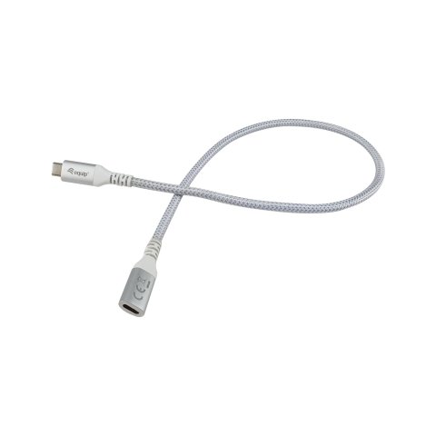 Cable Alargo Usb-c Macho Usb-c Hembra Usb 3.2 Gen 2 0,5m Transferencia 10g 4k  Carcasa Aluminio  Algodon Trenzado Blanco