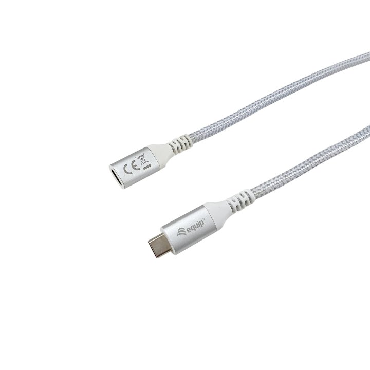 Cable Alargo Usb-c Macho Usb-c Hembra Usb 3.2 Gen 2 0,5m Transferencia 10g 4k  Carcasa Aluminio  Algodon Trenzado Blanco