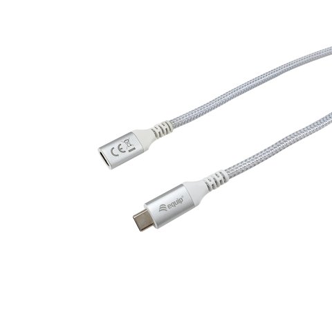 Cable Alargo Usb-c Macho Usb-c Hembra Usb 3.2 Gen 2 0,5m Transferencia 10g 4k  Carcasa Aluminio  Algodon Trenzado Blanco