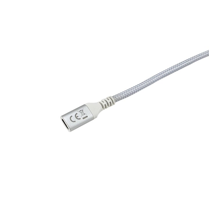 Cable Alargo Usb-c Macho Usb-c Hembra Usb 3.2 Gen 2 0,5m Transferencia 10g 4k  Carcasa Aluminio  Algodon Trenzado Blanco