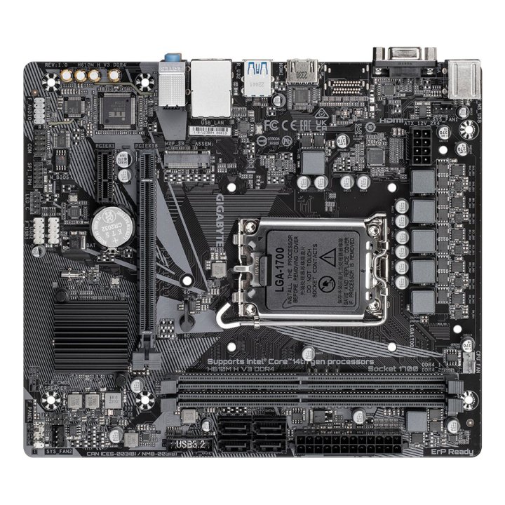 Pb Gigabyte H610m H V3 Ddr4 M-atx Skt 1700 Intel Gen 12 13 14 2xddr4 3200mhz Hdmi Vga Usb3,2 1xm.2