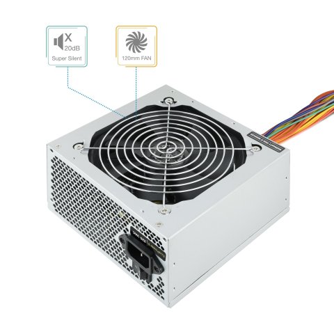 Fuente De Alimentacion Tooq 500w Tqep-500sse Fan 12cm 4 Sata 2 Molex Cable Alimentación Destinada A Reparaciones 