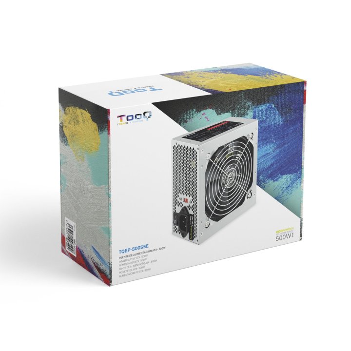 Fuente De Alimentacion Tooq 500w Tqep-500sse Fan 12cm 4 Sata 2 Molex Cable Alimentación Destinada A Reparaciones 
