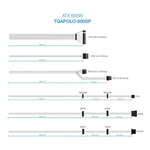 Fuente De Alimentacion Tooq Tqapolo-600sp 600w Fan 12cm 5 Sata 3 Molex 2 Pcie (6+2 Y 6) Interruptor Negra Destinada A Reparac