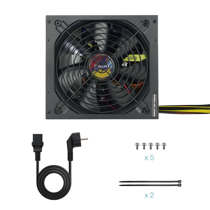 Fuente De Alimentacion Tooq Tqapolo-600sp 600w Fan 12cm 5 Sata 3 Molex 2 Pcie (6+2 Y 6) Interruptor Negra Destinada A Reparac