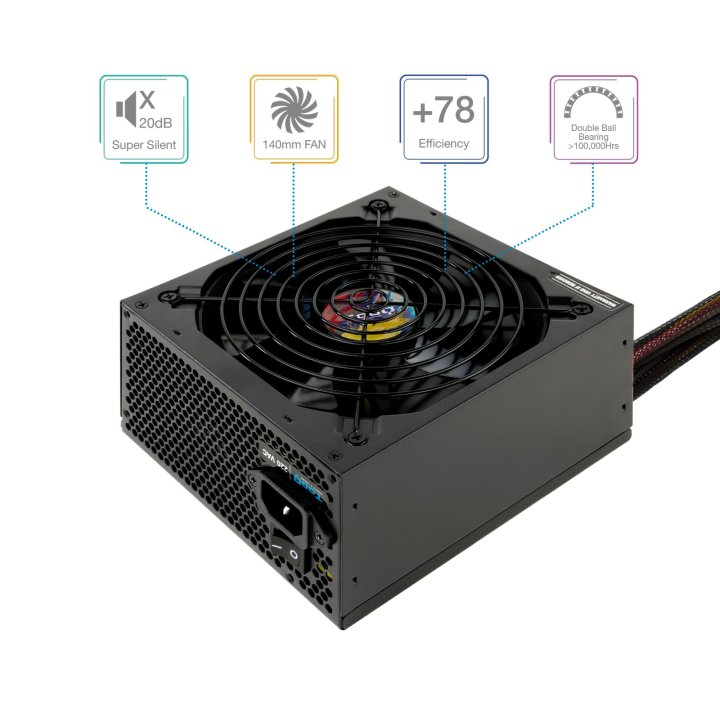 Fuente De Alimentacion Tooq 750w Tqapolo-750sp Fan 12cm 5 Sata Molex Pcie (6+2 Y 6) Interruptor Negra Destinada A Reparacione