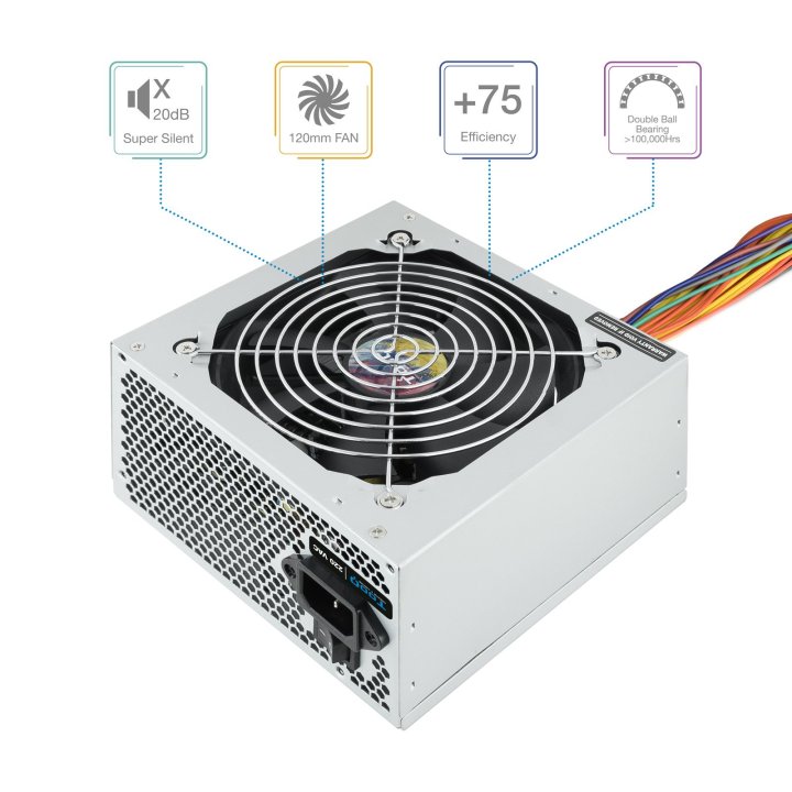 Fuente De Alimentacion Tooq Tqapolo-500sp 500w Fan 12cm 4 Sata 2 Molex 1 Pcie 6pines Interruptor Destinada A Reparaciones