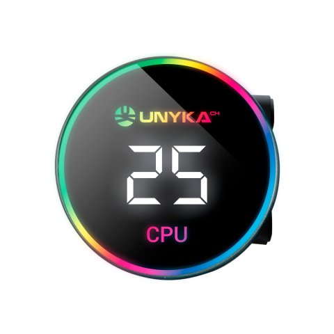 Sistema De Refrigeracion Liquida Unyka Uk352101 Aquastorm 240 2x120mm 1800rpm Iluminacion Argb Pantalla Lcd Intel Y Amd
