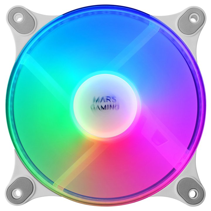 Kit 2xventilador Interno Frgb Mars Gaming Mf-duo White 12x12cm Ultrasilenciosos 15db Iluminacion Frgb Rainbow 360º Doble Cone