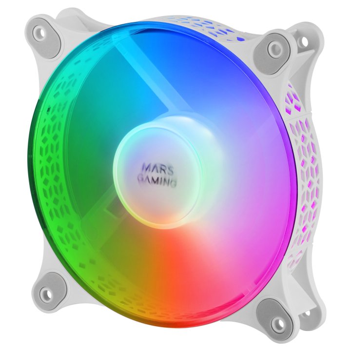 Kit 2xventilador Interno Frgb Mars Gaming Mf-duo White 12x12cm Ultrasilenciosos 15db Iluminacion Frgb Rainbow 360º Doble Cone