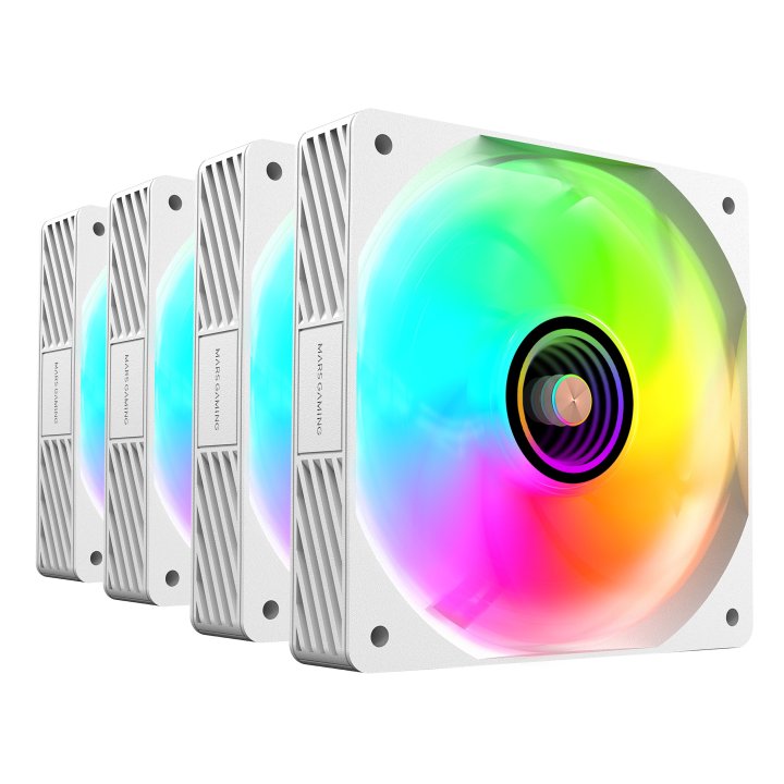Kit 4xventilador Interno Argb Mars Gaming Mf3dprokit Blanco 120mm Argb Hub Rf Remote