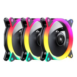 Kit 3xventilador Interno Unyka Candy 120mm Anillo Argb Led 7 Aspas 1500rpm Con Mando A Distancia 2