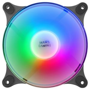 Kit 2xventilador Interno Frgb Mars Gaming Mf-duo Black 12x12cm Ultrasilenciosos 15db Iluminacion Frgb Rainbow 360º Doble Cone 2