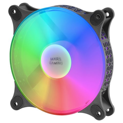 Kit 2xventilador Interno Frgb Mars Gaming Mf-duo Black 12x12cm Ultrasilenciosos 15db Iluminacion Frgb Rainbow 360º Doble Cone