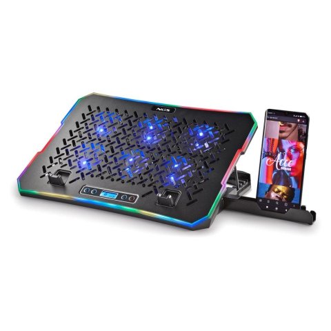 Base De Refrigeracion Para Portatiles Ngs Hero Stand Hasta 15,6" 6 Ventiladores Pantalla Lcd Soportepara Smartphone