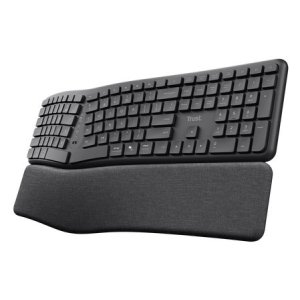 Teclado Trust Bluetooth Multidispositivo Keyra Ergonomico Silent Color Negro