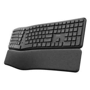 Teclado Trust Bluetooth Multidispositivo Keyra Ergonomico Silent Color Negro