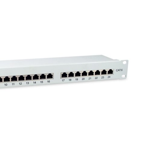 Patch Panel 24 Puertos Categoria 6 Apantallado Color Gris Claro