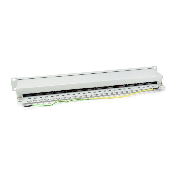 Patch Panel 24 Puertos Categoria 6 Apantallado Color Gris Claro