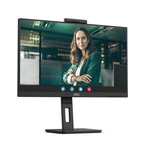 Monitor 24" Dp Hdmi Aoc 24p3qw Ips Fhd 1ms 75hz 2x5w Webcam Hub Usb Vesa 100x100 Negro