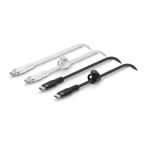 Cable Belkin Cab011bt1mbw2pk Usb-c A Usb-c Pack 2 Boost Charge 1m Silicona Trenzado Cierre Magneticonegro Y Blanco