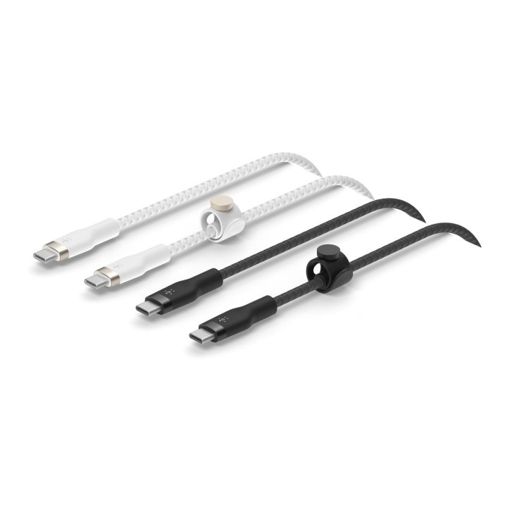 Cable Belkin Cab011bt1mbw2pk Usb-c A Usb-c Pack 2 Boost Charge 1m Silicona Trenzado Cierre Magneticonegro Y Blanco