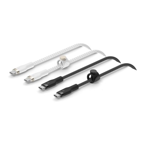 Cable Belkin Cab011bt1mbw2pk Usb-c A Usb-c Pack 2 Boost Charge 1m Silicona Trenzado Cierre Magneticonegro Y Blanco