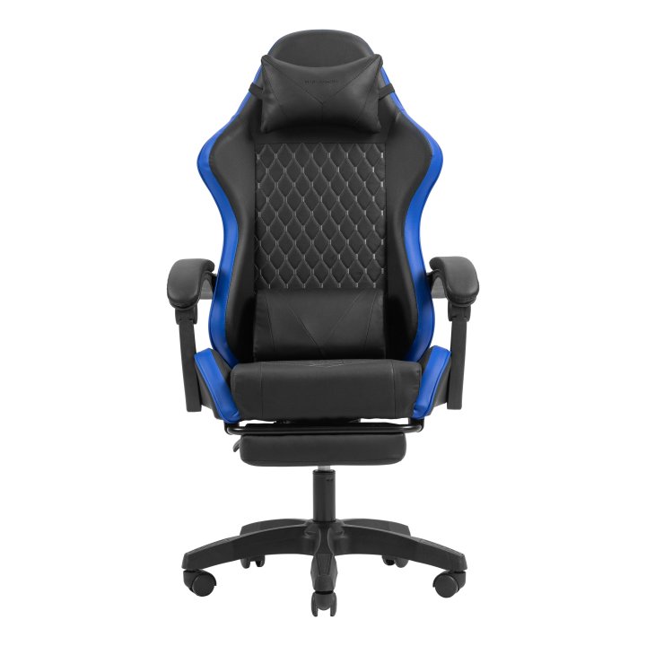 Silla Gamer Mars Gaming Mgcxbbl Negra Y Azul Reclinable Reposabrazos Ajustable Reposapies Cojines