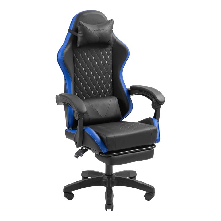 Silla Gamer Mars Gaming Mgcxbbl Negra Y Azul Reclinable Reposabrazos Ajustable Reposapies Cojines