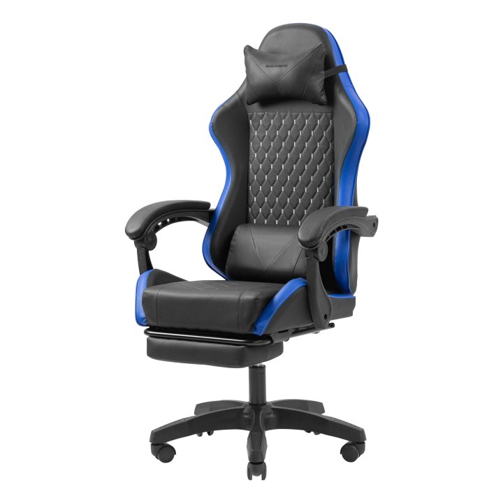 Silla Gamer Mars Gaming Mgcxbbl Negra Y Azul Reclinable Reposabrazos Ajustable Reposapies Cojines