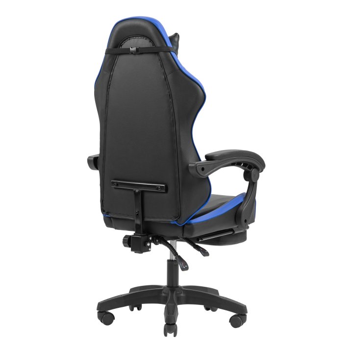 Silla Gamer Mars Gaming Mgcxbbl Negra Y Azul Reclinable Reposabrazos Ajustable Reposapies Cojines