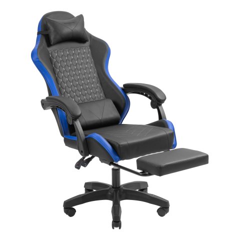 Silla Gamer Mars Gaming Mgcxbbl Negra Y Azul Reclinable Reposabrazos Ajustable Reposapies Cojines