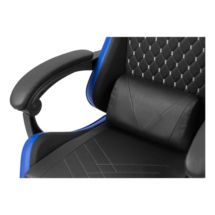 Silla Gamer Mars Gaming Mgcxbbl Negra Y Azul Reclinable Reposabrazos Ajustable Reposapies Cojines