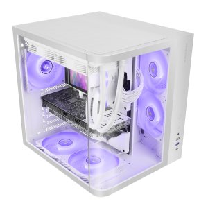 Caja Atx Semitorre Mars Gaming Mccurv Blanco Cristal Templado Continuo Gpu Max. 334mm 1x3.5 2x2.5  2