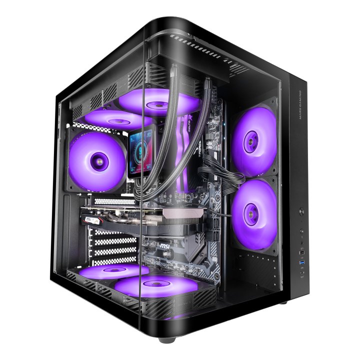 Caja Atx Semitorre Mars Gaming Mccurv Negro Cristal Templado Continuo Gpu Max. 334mm 1x3.5 2x2.5 